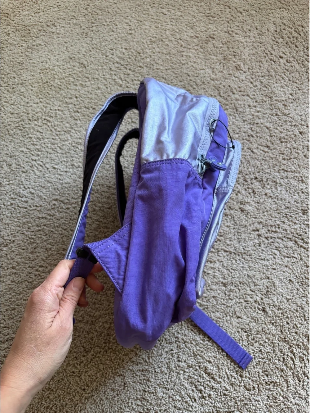 Kipling Seoul Large Metallic Purple Laptop Backpack  NWOT two tone